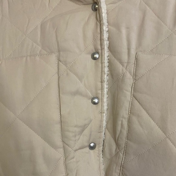 Blank NYC Warm Hearts Quilted Sherpa Collar Jacket Coat, Small, Cream‎ Color NWT - Picture 5 of 6